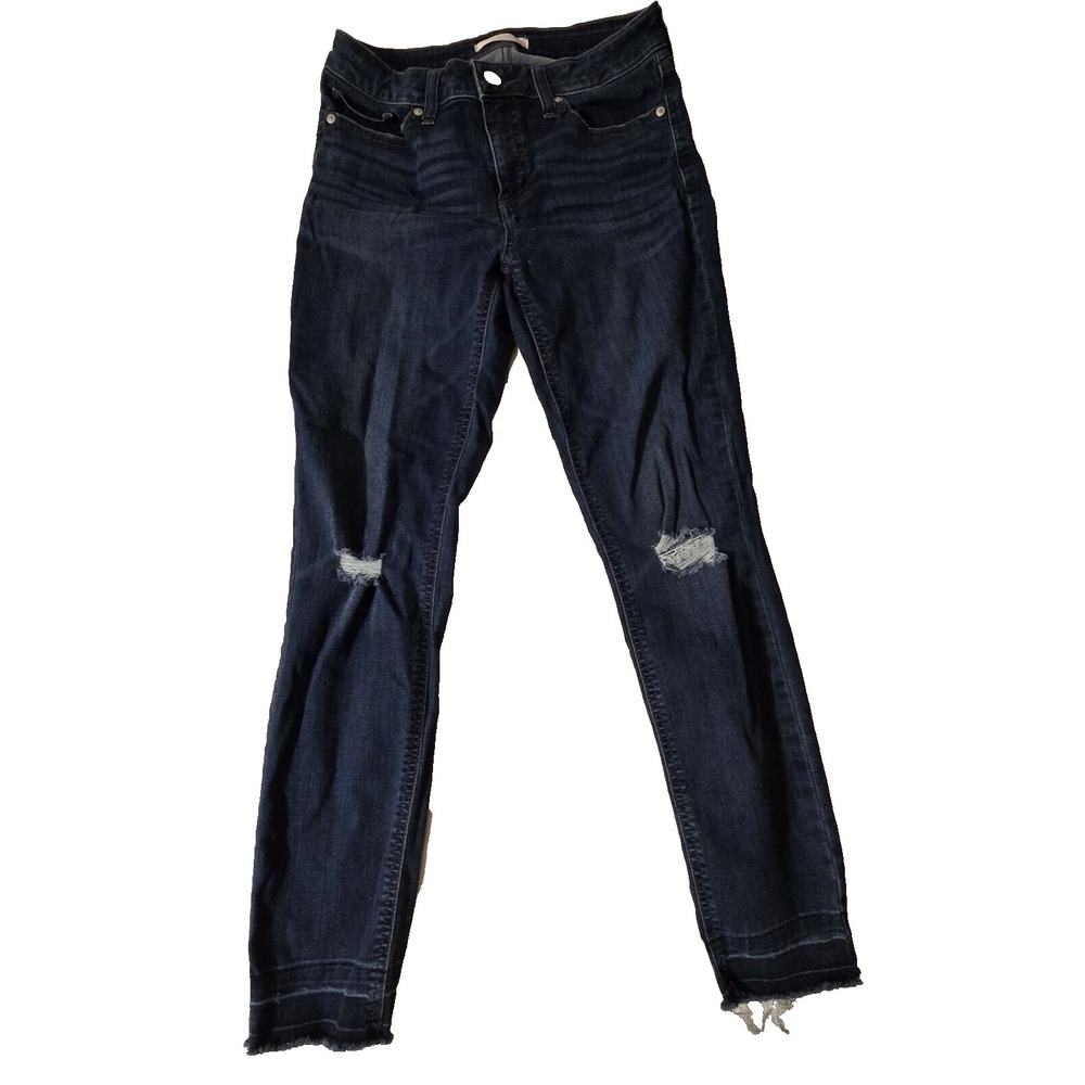 LC Lauren Conrad Denim Jeans Size 10 Womens Skinny‎ Distressed Raw Hem B58